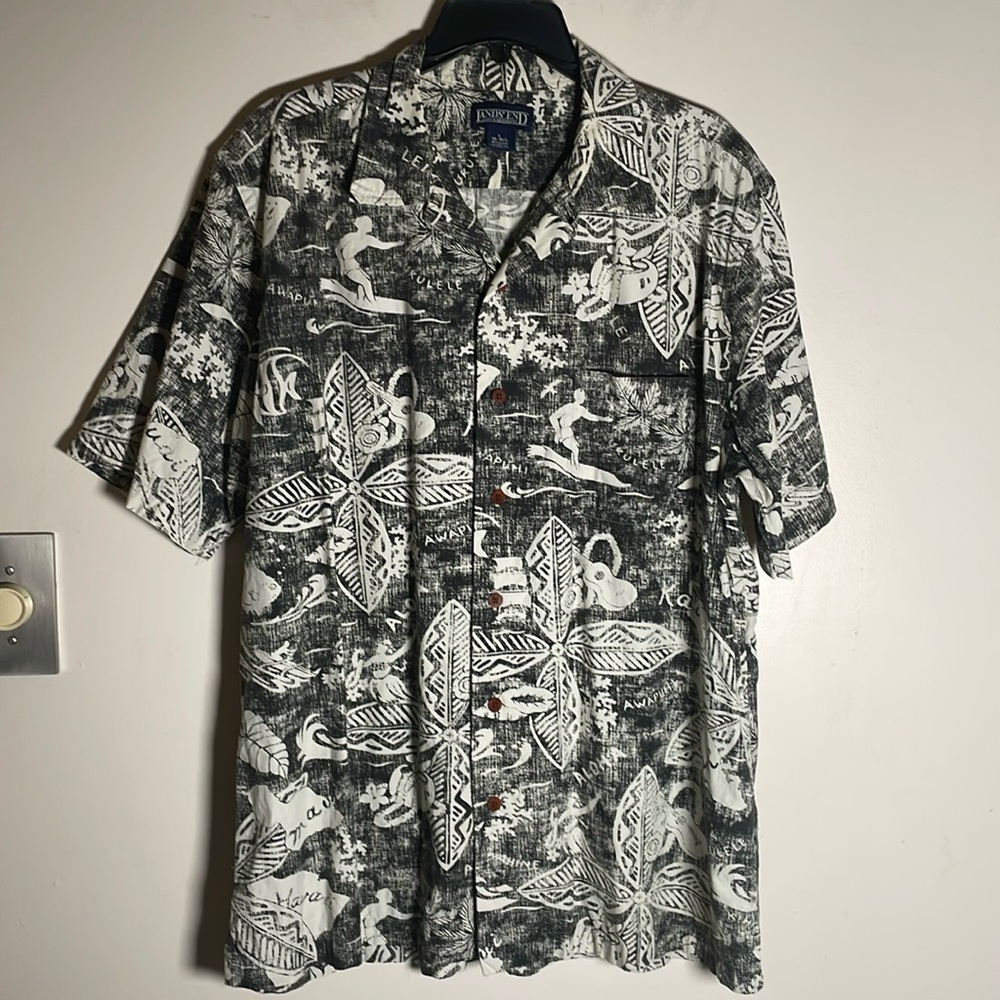 Lands End Hawaiian Shirt button down Surfers 16-16 1/2 Men’s L